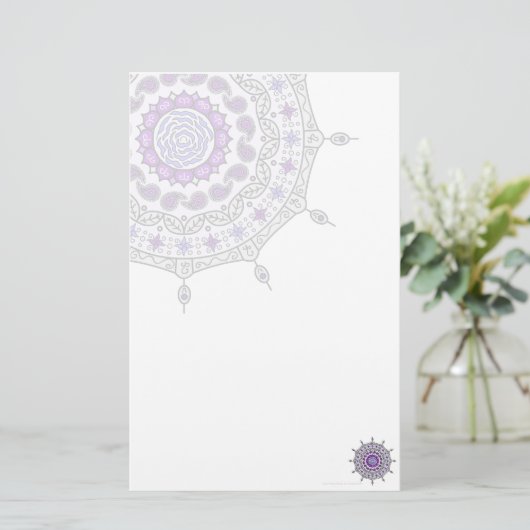 Mehndi Fantasy Silver Stationery Briefpapier (Staand voorkant)