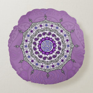 Mehndi Fantasy Zilveren Ronde Kussen