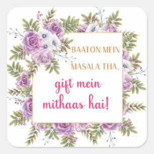 mehndi feestcadeautasjes vierkante sticker