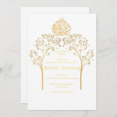 Mehndi Floral elegant WHITE moslimbruiloft Kaart (Voorkant / Achterkant)