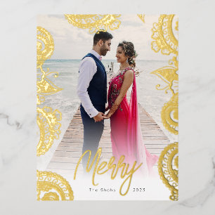 Mehndi Foto Gold Foil Holiday Briefkaart