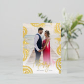 Mehndi Foto Gold Foil Holiday Briefkaart (Staand Voorkant)