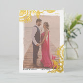 Mehndi-foto vakantiekaart met goud folie folie feestdagenkaart (Staand Voorkant)