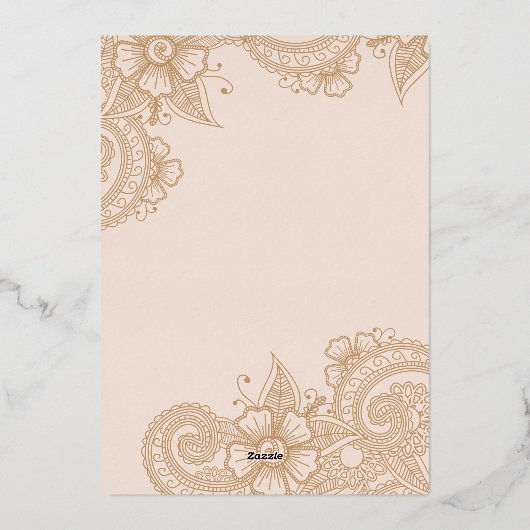 Mehndi-foto vakantiekaart met goud folie folie feestdagenkaart (Achterkant)