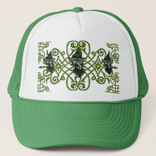 Mehndi Ganesha (groen) Trucker Pet (Voorkant)