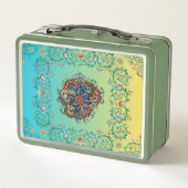 Mehndi Green Floral Art, elegant botanisch ontwerp (Achterkant)