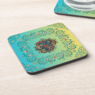 Mehndi Green Floral Art, grenzeloze pracht Bier Onderzetter