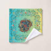 Mehndi Groene Bloemenkunst, Oneindige pracht Bad Handdoek (Wasdoekje)