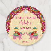 Mehndi gunst cadeau labels schattige olifanten roz (Voorkant)