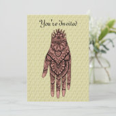 Mehndi Hand Tattoo Art Design Invitation Kaart (Staand voorkant)
