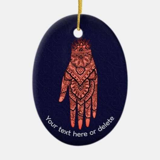 Mehndi Hand Tattoo Art Keramisch Ornament (Voorkant)