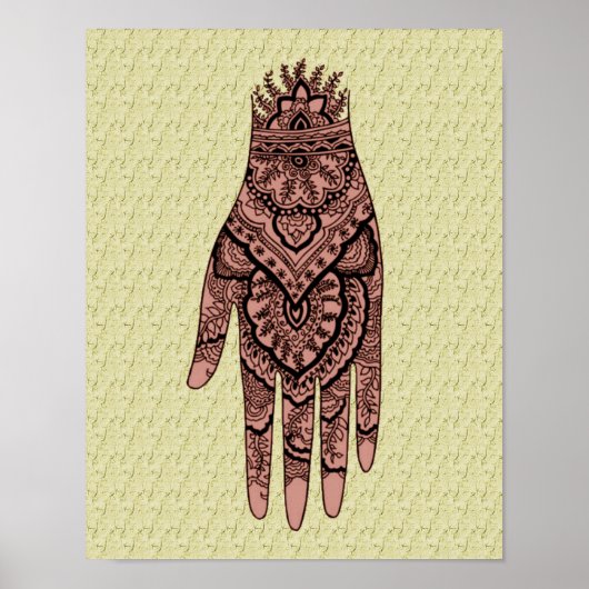 Mehndi Hand Tattoo Art Poster (Voorkant)