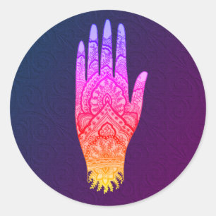 Mehndi Hand Tattoo Art Rainbow Ronde Sticker