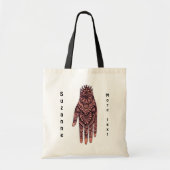 Mehndi Hand Tattoo kunst gepersonaliseerd Tote Bag (Voorkant)