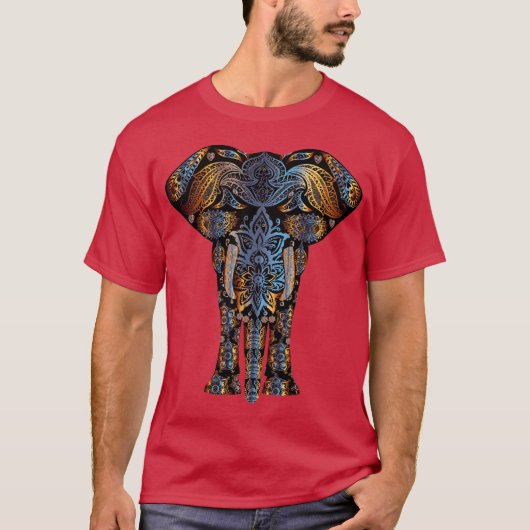 mehndi henna elephant kleurful psychedelic tshirt (Voorkant)