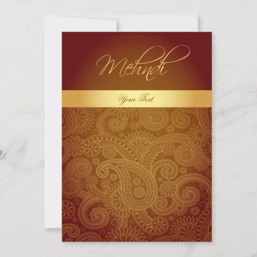 Mehndi/Henna Invitation Card Kaart (Voorkant)