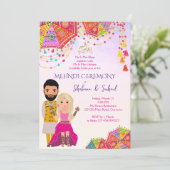 Mehndi Henna Islamitische bruiloft uitnodiging (Staand voorkant)