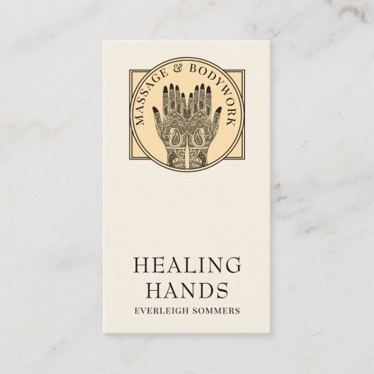 Mehndi Henna Massage Healing Arts Hands Business C Visitekaartje (Voorkant)