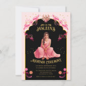 Mehndi Henna Nacht Party Roze Goud Kaart (Voorkant)