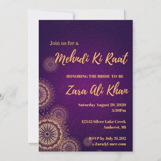 Mehndi Henna Party Invitation Kaart (Voorkant)