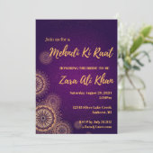 Mehndi Henna Party Invitation Kaart (Staand voorkant)