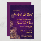 Mehndi Henna Party Invitation Kaart (Voorkant / Achterkant)