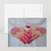 Mehndi Henna Red White Celebration Aankondigingskaart (Voorkant / Achterkant)