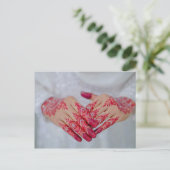 Mehndi Henna Red White Celebration Aankondigingskaart (Staand voorkant)