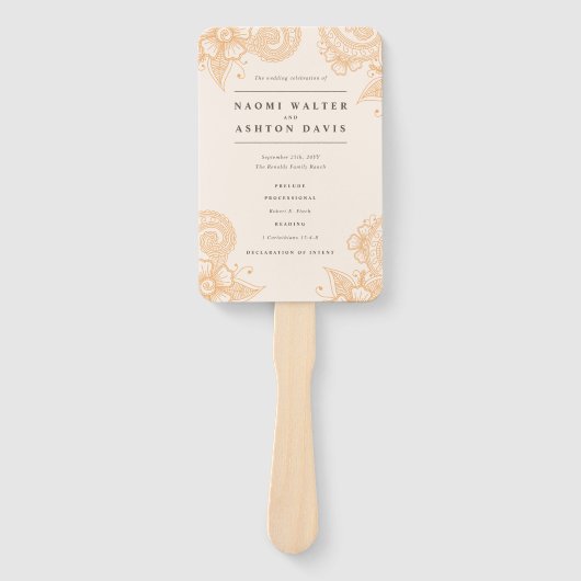 Mehndi Henna Wedding Programme Hand Fan Handwaaier (Voorkant)
