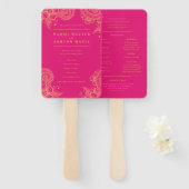 Mehndi Henna Wedding Programme Hand Fan Handwaaier (Voorkant en achterkant)