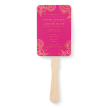 Mehndi Henna Wedding Programme Hand Fan
