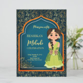 Mehndi Indiase Arabische patronen ontwerp teal gro (Staand voorkant)
