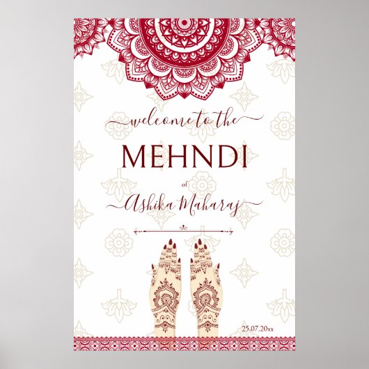 Mehndi Indiase bruiloft kastanjebruiloft mandala's Poster (Voorkant)