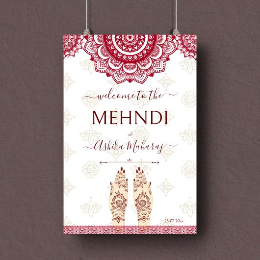 Mehndi Indiase bruiloft kastanjebruiloft mandala's Poster