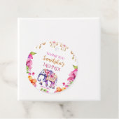 Mehndi Indiase bruiloft olifant roze bloemen gunst Bedankjes Labels (In situ)