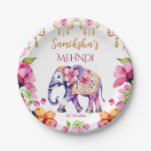 Mehndi Indiase bruiloft olifant servies Papieren Bordje (Voorkant)