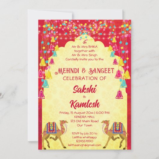 Mehndi Indiase bruiloft Rajasthani kamelen sjabloo Kaart (Voorkant)