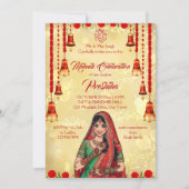 Mehndi Indiase bruiloft rood en goud Kaart (Voorkant)