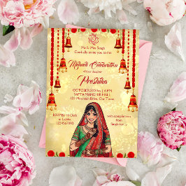 Mehndi Indiase bruiloft rood en goud Kaart