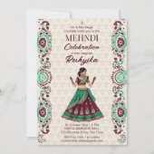 Mehndi Indiase bruiloft schattige bruid bordeaux g Kaart (Voorkant)