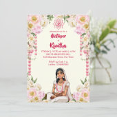 Mehndi Indiase bruiloft schattige bruid in ivoor r Kaart (Staand voorkant)