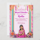 Mehndi Indiase bruiloft schattige bruid in roze Kaart (Voorkant)