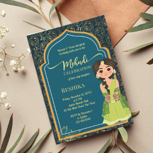 Mehndi Indiase paisley turquoise groene schattige  Kaart