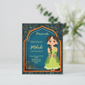 Mehndi-Indische Arabische designuitnodiging voor e (Staand voorkant)