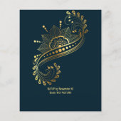 Mehndi-Indische Arabische designuitnodiging voor e (Achterkant)