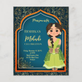 Mehndi-Indische Arabische designuitnodiging voor e (Voorkant)