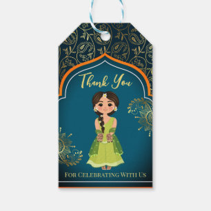 Mehndi-Indische Arabische patronen ontwerpen blauw Cadeaulabel