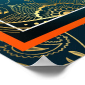 Mehndi-Indische Arabische patronen ontwerpen blauw Poster (Hoek)