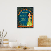 Mehndi-Indische Arabische patronen ontwerpen blauw Poster (Keuken)