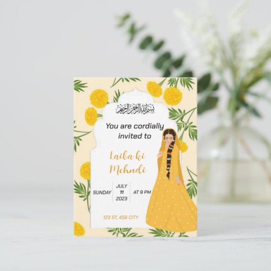 Mehndi invite (Staand voorkant)